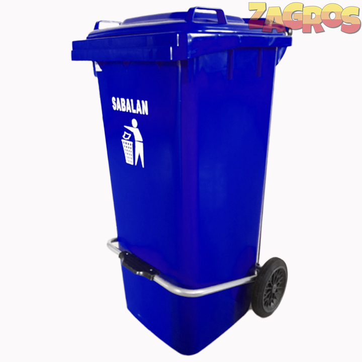 سطل زباله 100 لیتری پدال دار آبی