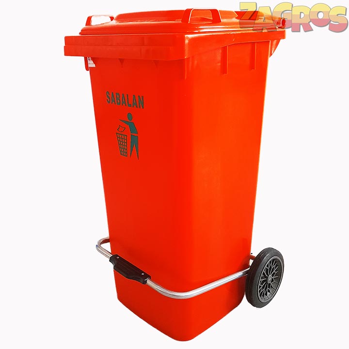 سطل زباله 100 لیتری پدال دار نارنجی