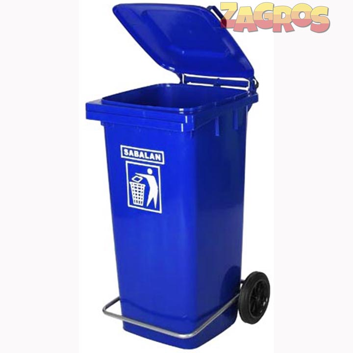 سطل زباله 120 لیتری پدال دار آبی