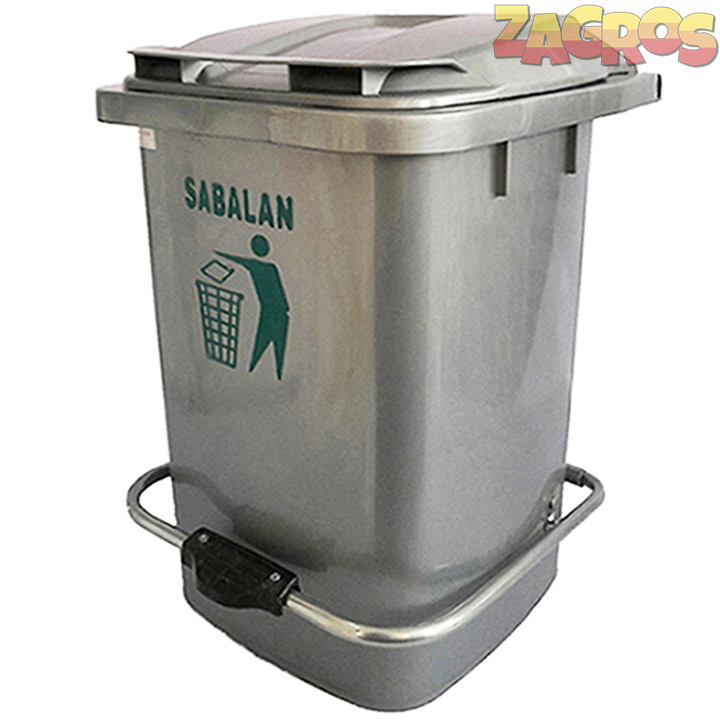 سطل زباله 60 لیتری پدال دار نقره ای