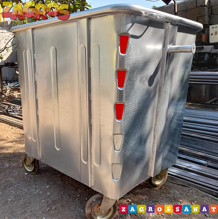 سطل آشغال 1100 لیتری گالوانیزه مکعب