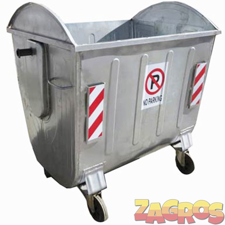 سطل زباله 1100 لیتری گالوانیزه محدب