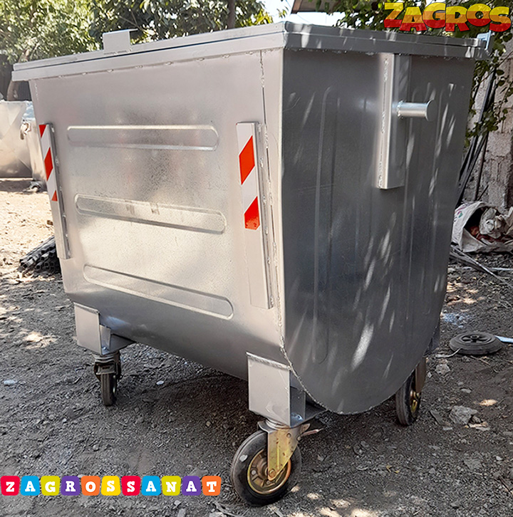 سطل زباله گالوانیزه محدب 770 لیتری با درب