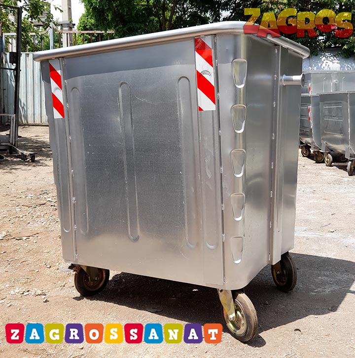 سطل آشغال 1100 لیتری گالوانیزه مکعب