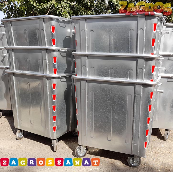 سطل زباله گالوانیزه مکعب 660 لیتری