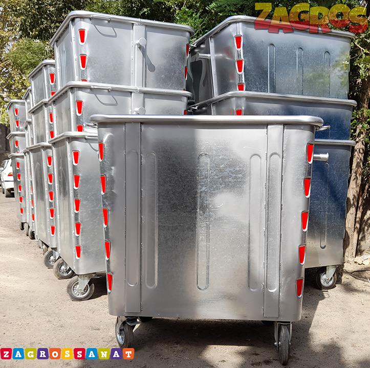 مخزن زباله گالوانیزه مکعب 1100 لیتری
